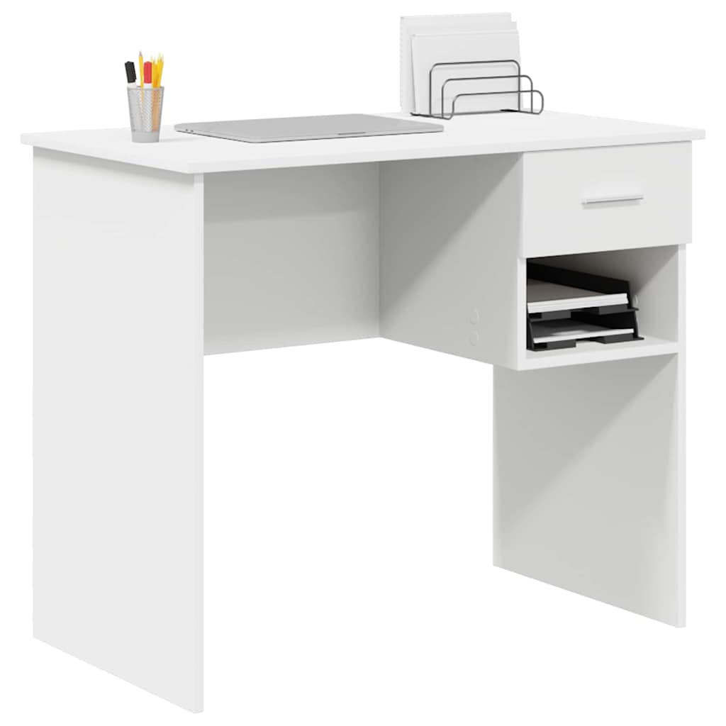 vidaXL Schreibtisch mit Schubladen Weiß 90 x 49 x 75 cm Holzwerkstoff