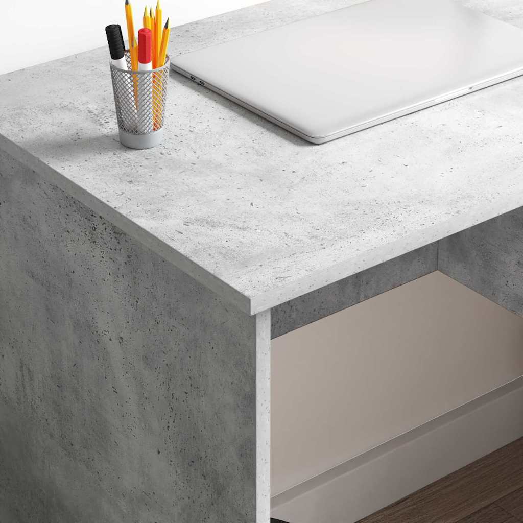 vidaXL Schreibtisch mit Regal Beton Grau 90 x 49 x 75 cm Holzwerkstoff