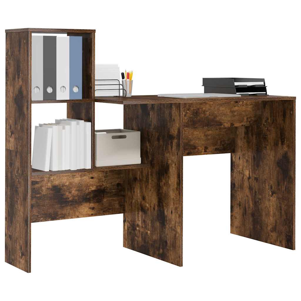 vidaXL Schreibtisch mit Regal Geräucherte Eiche 131,5 x 50 x 106,5 cm