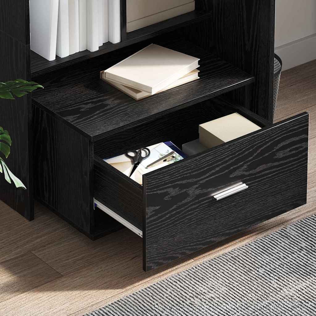 vidaXL Schubladenschrank Mit Rad Schwarz Eichen-Optik 55 x 45 x 31 cm