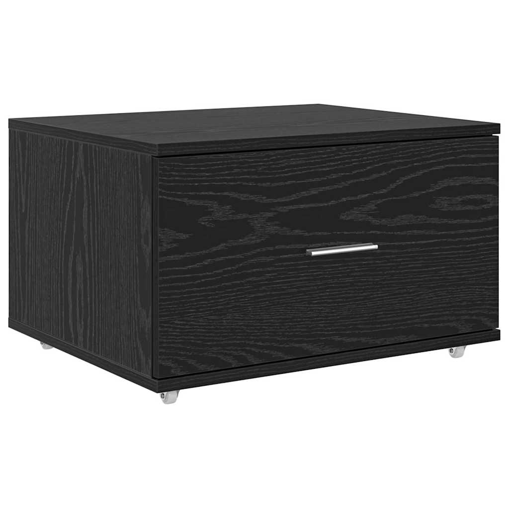 vidaXL Schubladenschrank Mit Rad Schwarz Eichen-Optik 55 x 45 x 31 cm