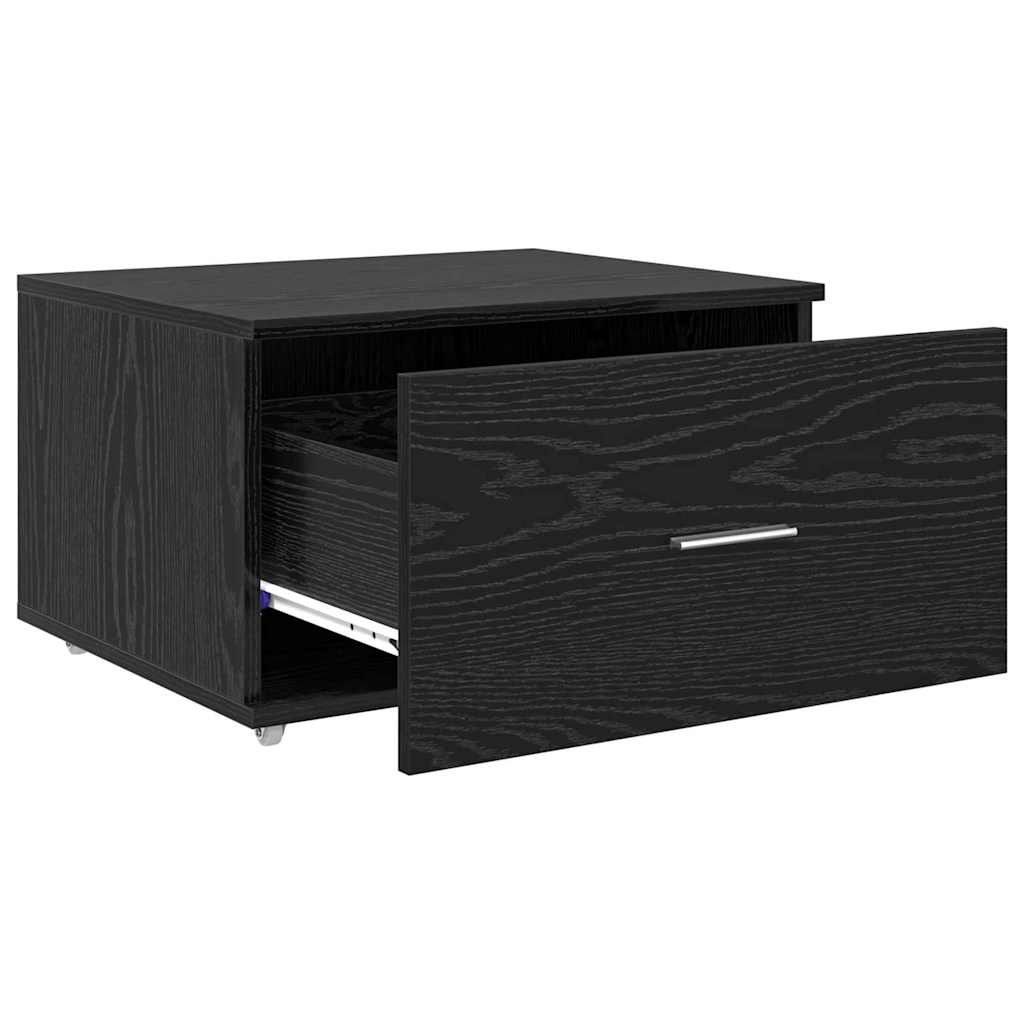 vidaXL Schubladenschrank Mit Rad Schwarz Eichen-Optik 55 x 45 x 31 cm