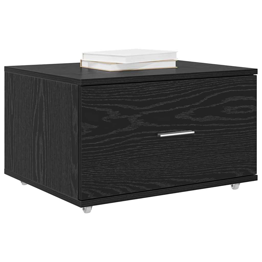 vidaXL Schubladenschrank Mit Rad Schwarz Eichen-Optik 55 x 45 x 31 cm