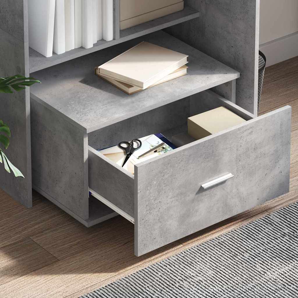 vidaXL Schubladenschrank Mit Rad Beton Grau 55 x 45 x 31 cm