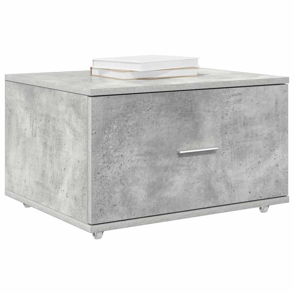 vidaXL Schubladenschrank Mit Rad Beton Grau 55 x 45 x 31 cm