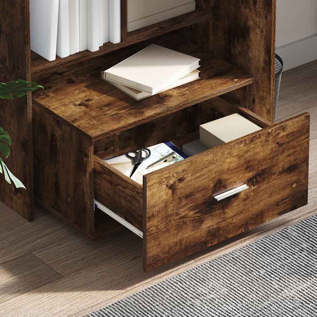 vidaXL Schubladenschrank Mit Rad Geräucherte Eiche 55 x 45 x 31 cm