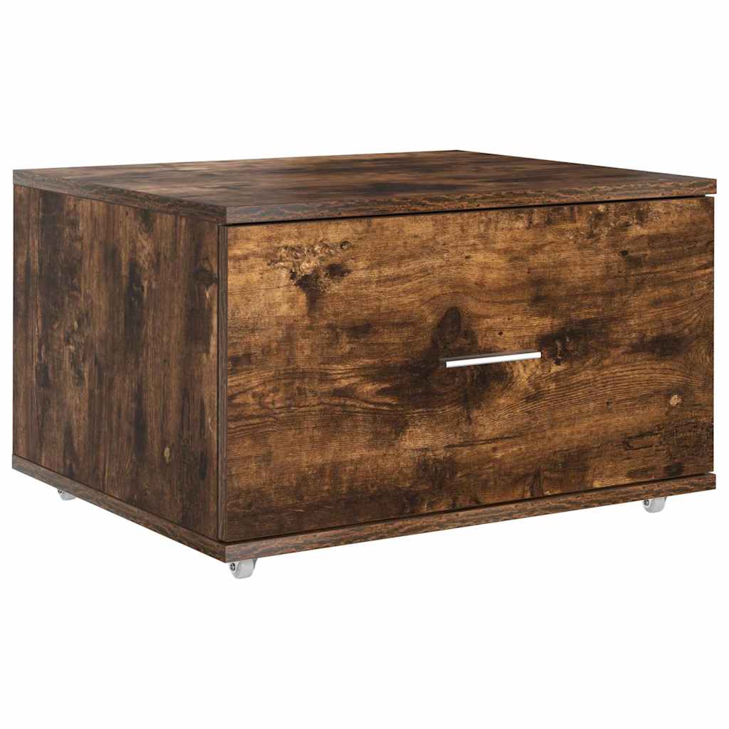 vidaXL Schubladenschrank Mit Rad Geräucherte Eiche 55 x 45 x 31 cm
