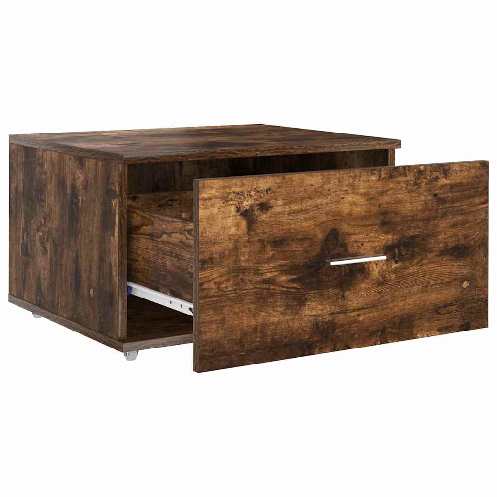 vidaXL Schubladenschrank Mit Rad Geräucherte Eiche 55 x 45 x 31 cm