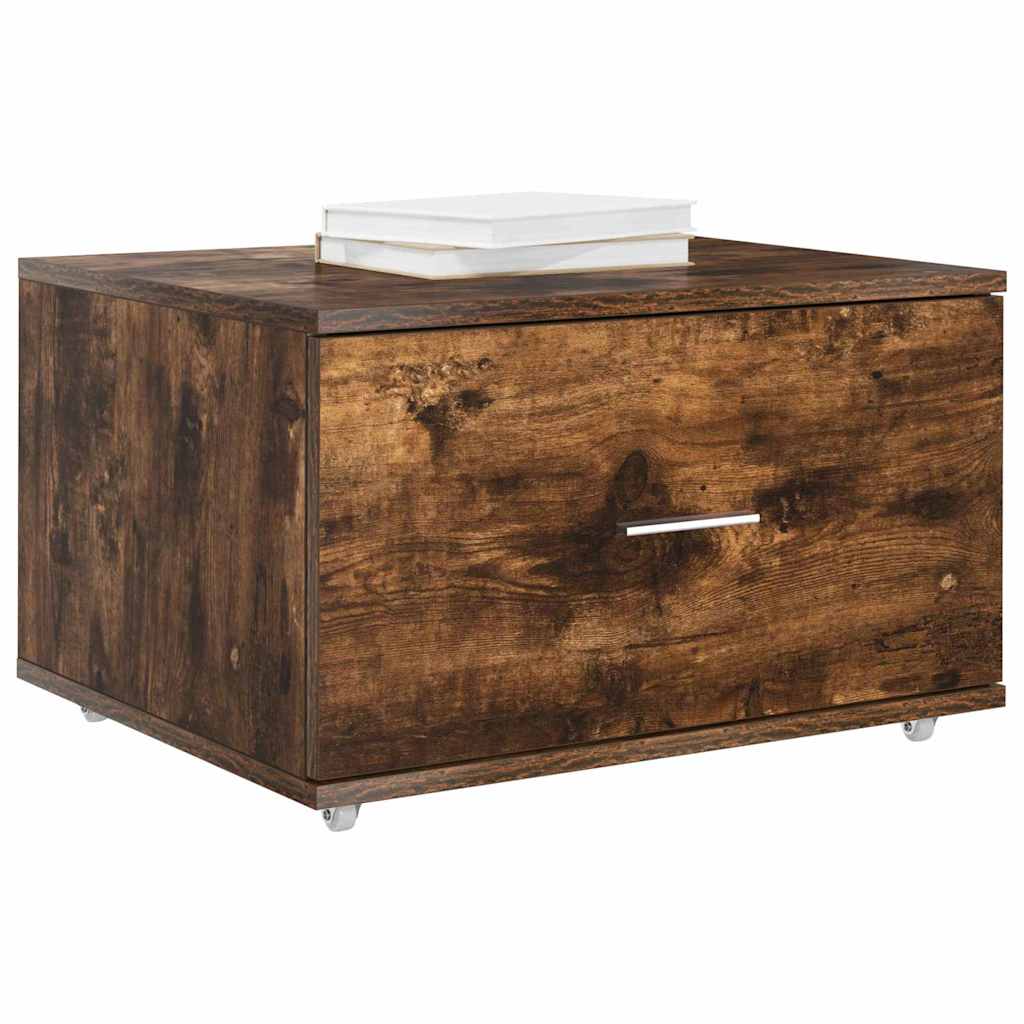 vidaXL Schubladenschrank Mit Rad Geräucherte Eiche 55 x 45 x 31 cm