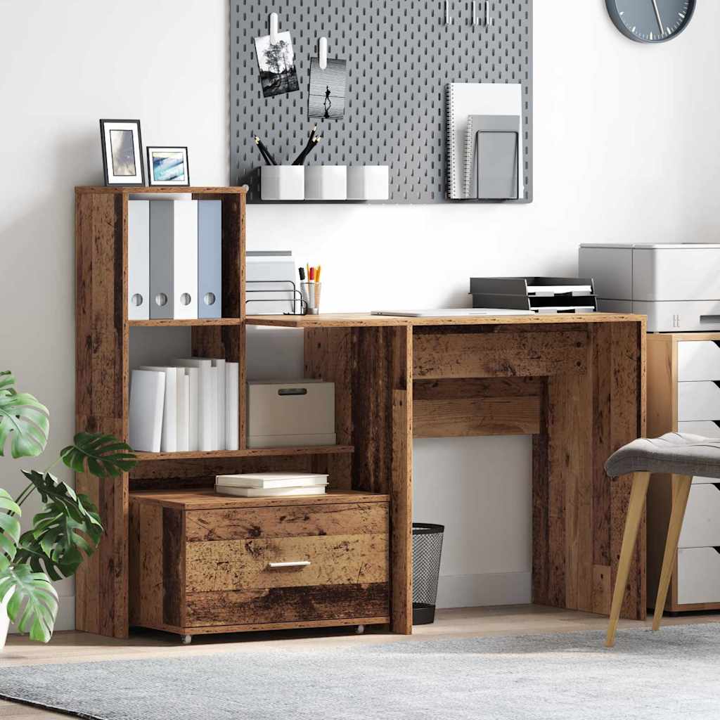vidaXL Schubladenschrank Mit Rad Altholz 55 x 45 x 31 cm