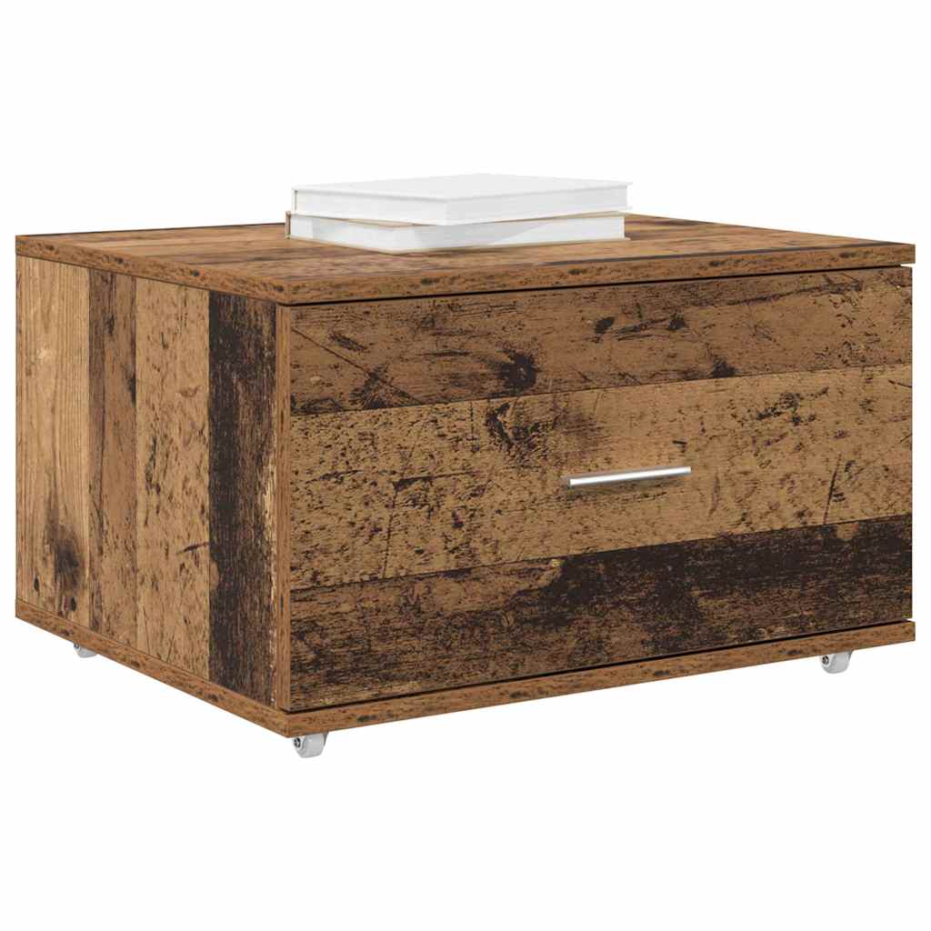 vidaXL Schubladenschrank Mit Rad Altholz 55 x 45 x 31 cm