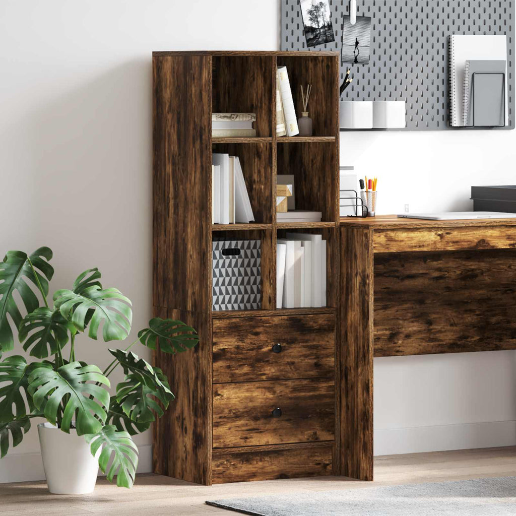 vidaXL Highboard mit Schubladen Geräucherte Eiche 45,5 x 34 x 127 cm