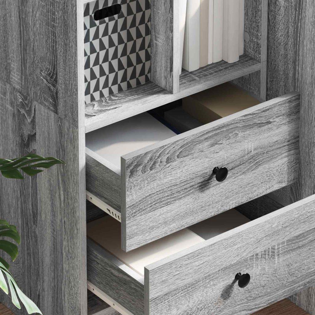 vidaXL Highboard mit Schubladen Graues Sonoma 45,5 x 34 x 127 cm