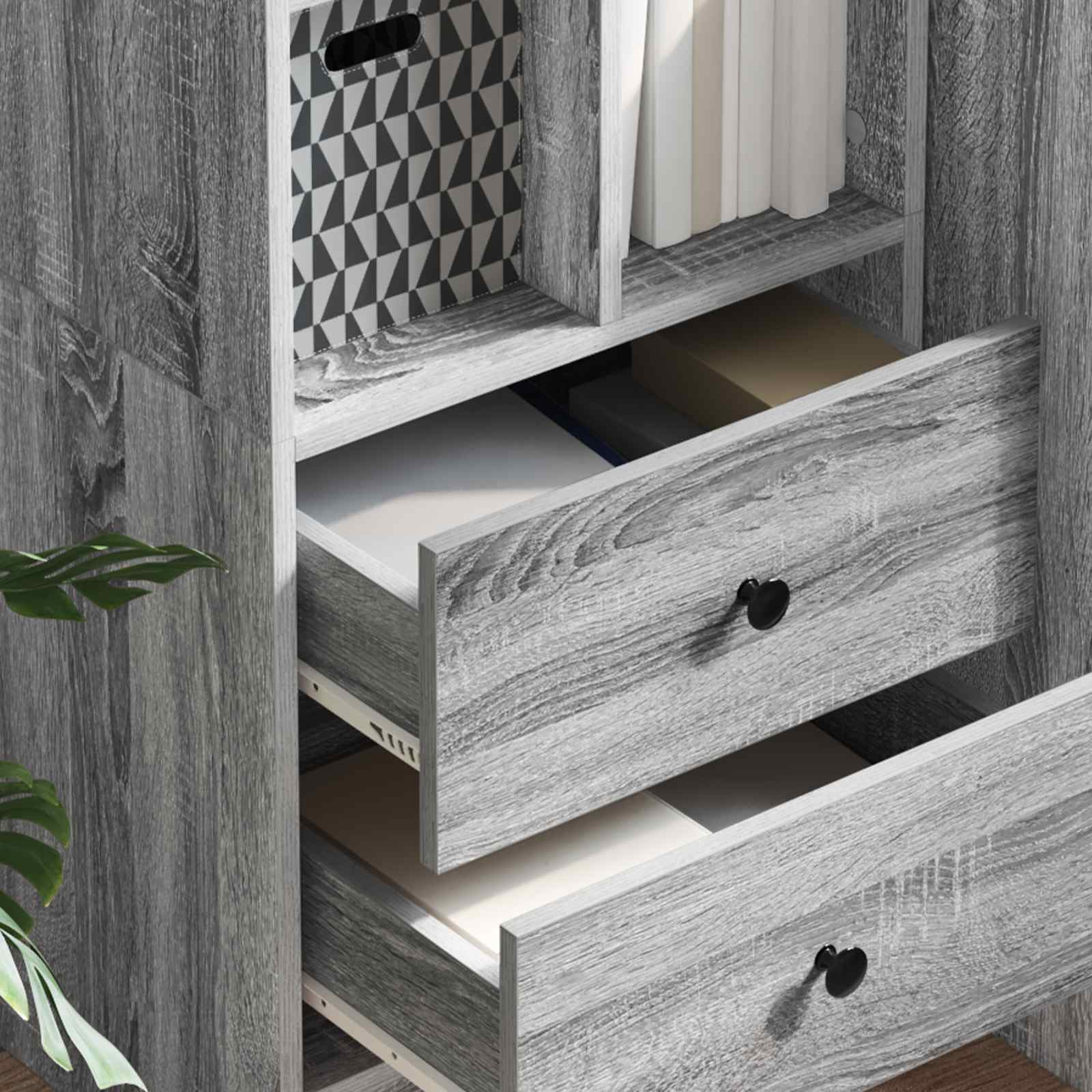 vidaXL Highboard mit Schubladen Graues Sonoma 45,5 x 34 x 127 cm