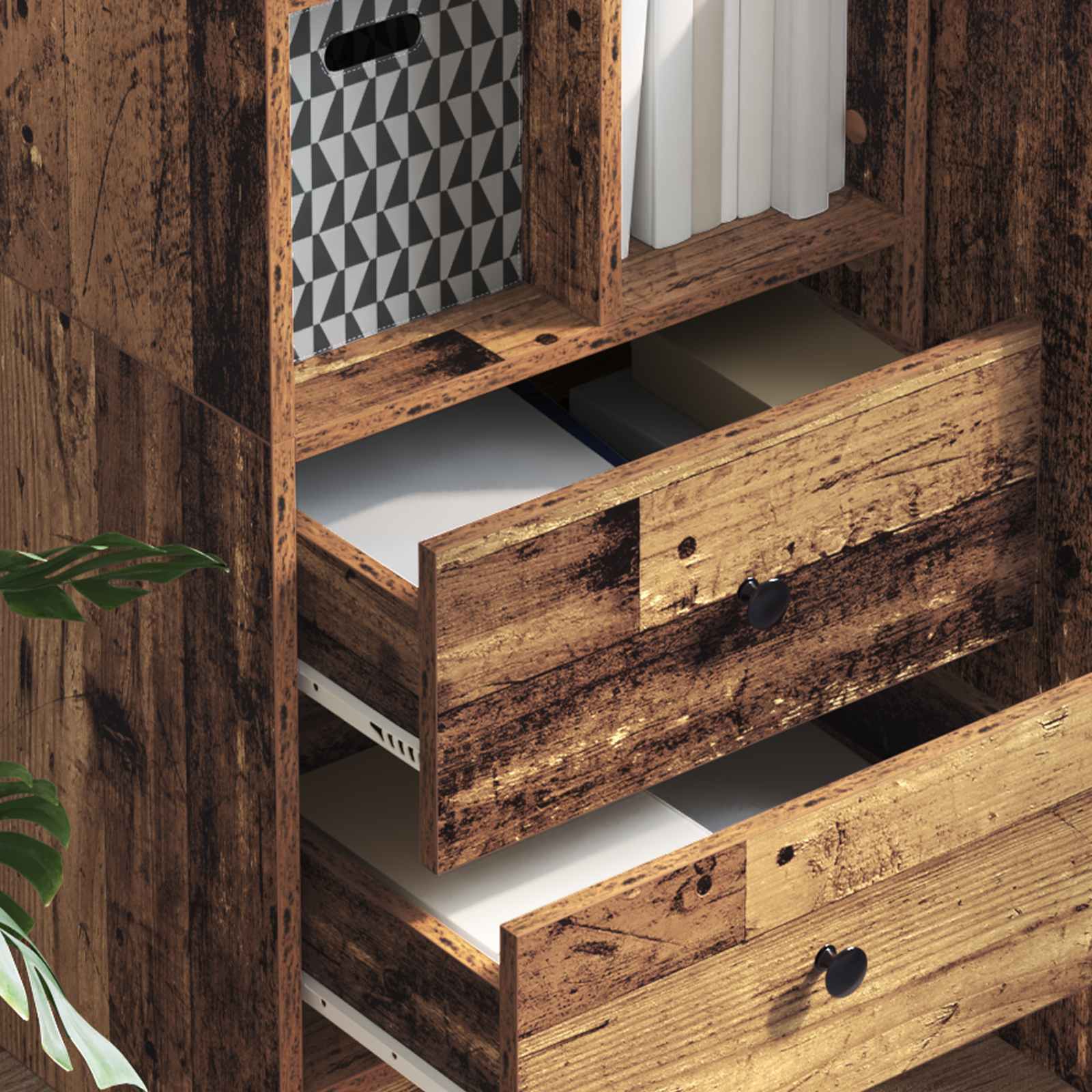 vidaXL Highboard mit Schubladen Altholz 45,5 x 34 x 127 cm