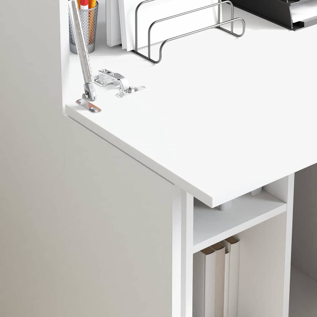 vidaXL Schreibtisch mit Tür Weiß 71.5 x 31.5 x 106.5 cm Holzwerkstoff