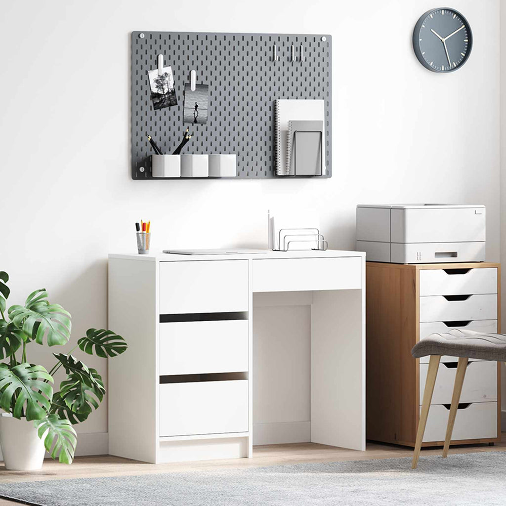 vidaXL Schreibtisch mit Speicher Weiß 90 x 37,5 x 75 cm Holzwerkstoff