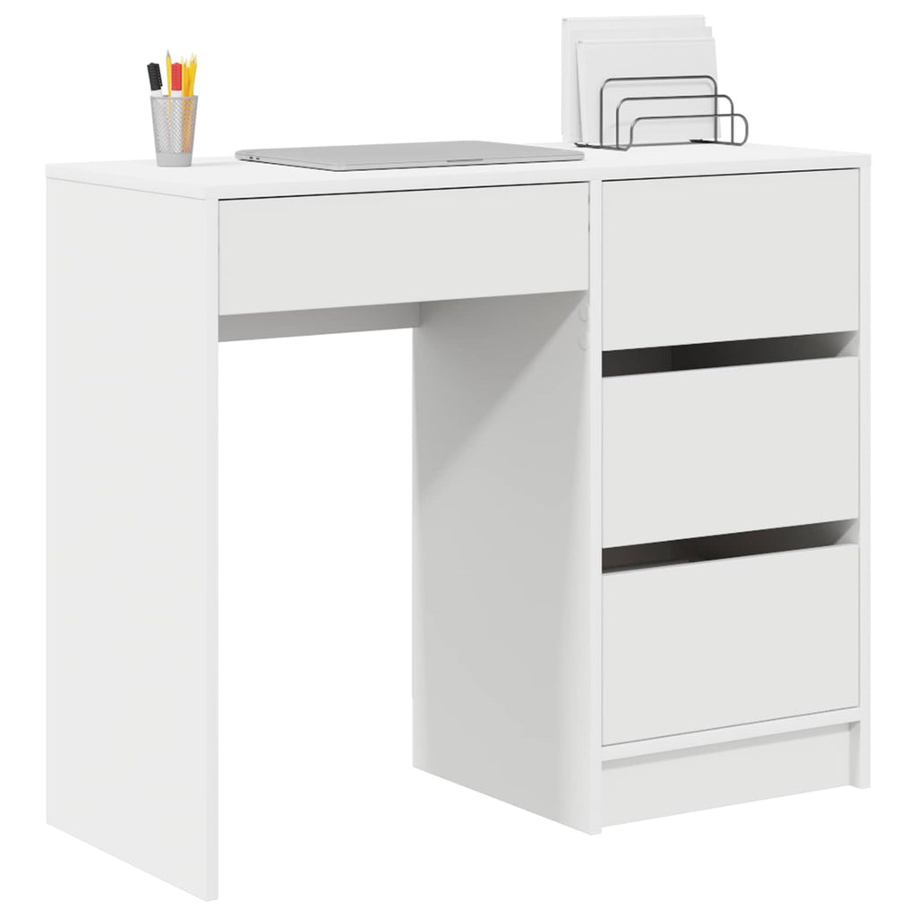 vidaXL Schreibtisch mit Speicher Weiß 90 x 37,5 x 75 cm Holzwerkstoff