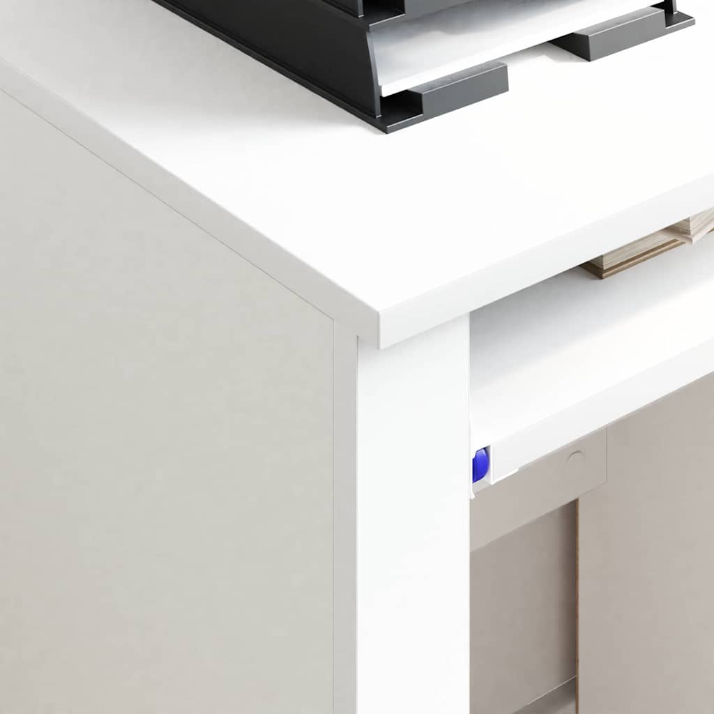 vidaXL Tisch mit Rädern mit Regal Weiß 91 x 50 x 77 cm Holzwerkstoff