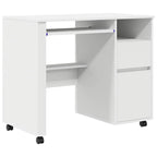 vidaXL Tisch mit Rädern mit Regal Weiß 91 x 50 x 77 cm Holzwerkstoff