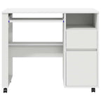 vidaXL Tisch mit Rädern mit Regal Weiß 91 x 50 x 77 cm Holzwerkstoff