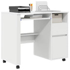 vidaXL Tisch mit Rädern mit Regal Weiß 91 x 50 x 77 cm Holzwerkstoff