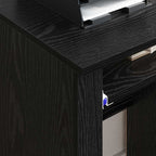 vidaXL Tisch mit Rädern mit Regal Schwarz Eichen-Optik 91 x 50 x 77 cm