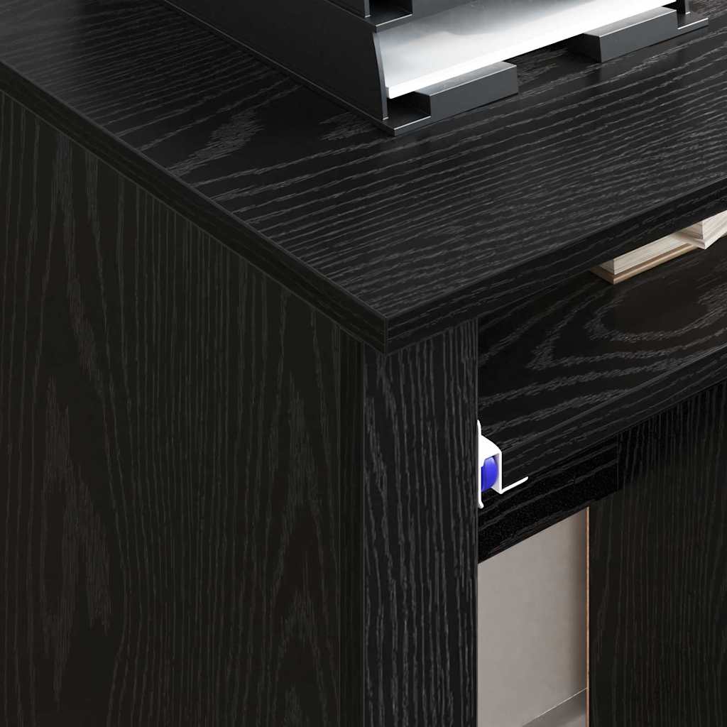 vidaXL Tisch mit Rädern mit Regal Schwarz Eichen-Optik 91 x 50 x 77 cm