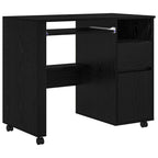 vidaXL Tisch mit Rädern mit Regal Schwarz Eichen-Optik 91 x 50 x 77 cm
