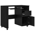 vidaXL Tisch mit Rädern mit Regal Schwarz Eichen-Optik 91 x 50 x 77 cm