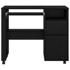 vidaXL Tisch mit Rädern mit Regal Schwarz Eichen-Optik 91 x 50 x 77 cm