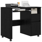 vidaXL Tisch mit Rädern mit Regal Schwarz Eichen-Optik 91 x 50 x 77 cm