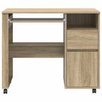 vidaXL Tisch mit Rädern Sonoma-Eiche 91 x 50 x 77 cm Holzwerkstoff