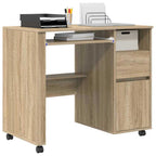 vidaXL Tisch mit Rädern Sonoma-Eiche 91 x 50 x 77 cm Holzwerkstoff