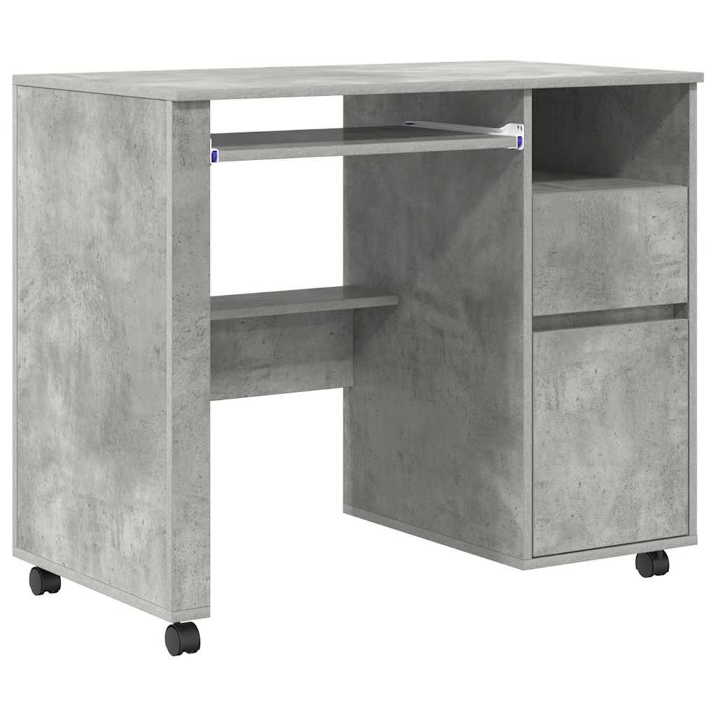 vidaXL Tisch mit Rädern Beton Grau 91 x 50 x 77 cm Holzwerkstoff
