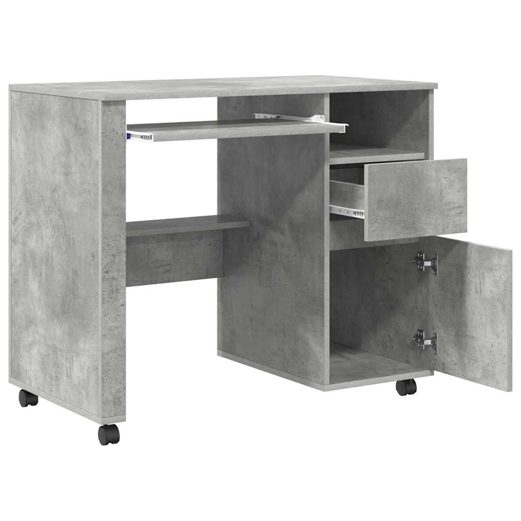 vidaXL Tisch mit Rädern Beton Grau 91 x 50 x 77 cm Holzwerkstoff