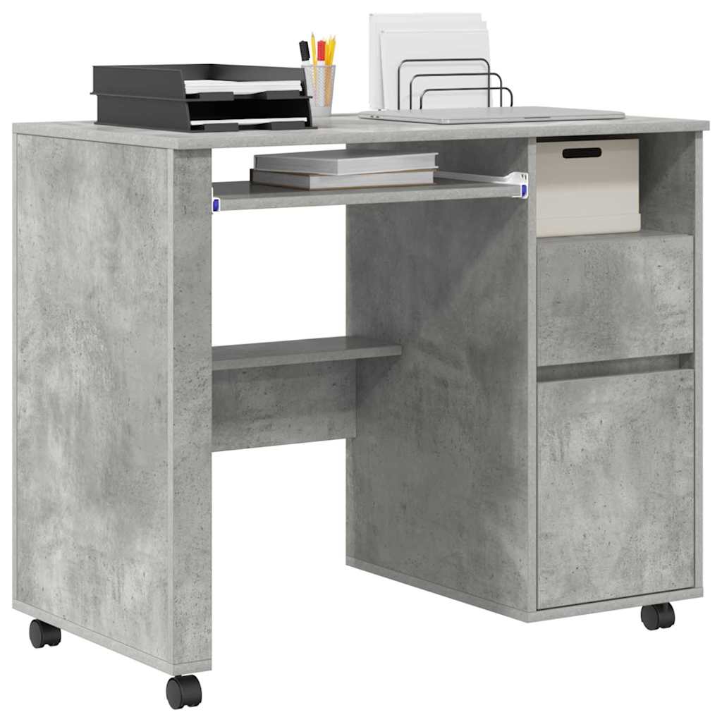 vidaXL Tisch mit Rädern Beton Grau 91 x 50 x 77 cm Holzwerkstoff