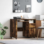 vidaXL Tisch mit Rädern mit Regal Geräucherte Eiche 91 x 50 x 77 cm