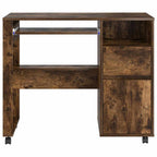 vidaXL Tisch mit Rädern mit Regal Geräucherte Eiche 91 x 50 x 77 cm