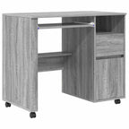 vidaXL Tisch mit Rädern Graues Sonoma 91 x 50 x 77 cm Holzwerkstoff
