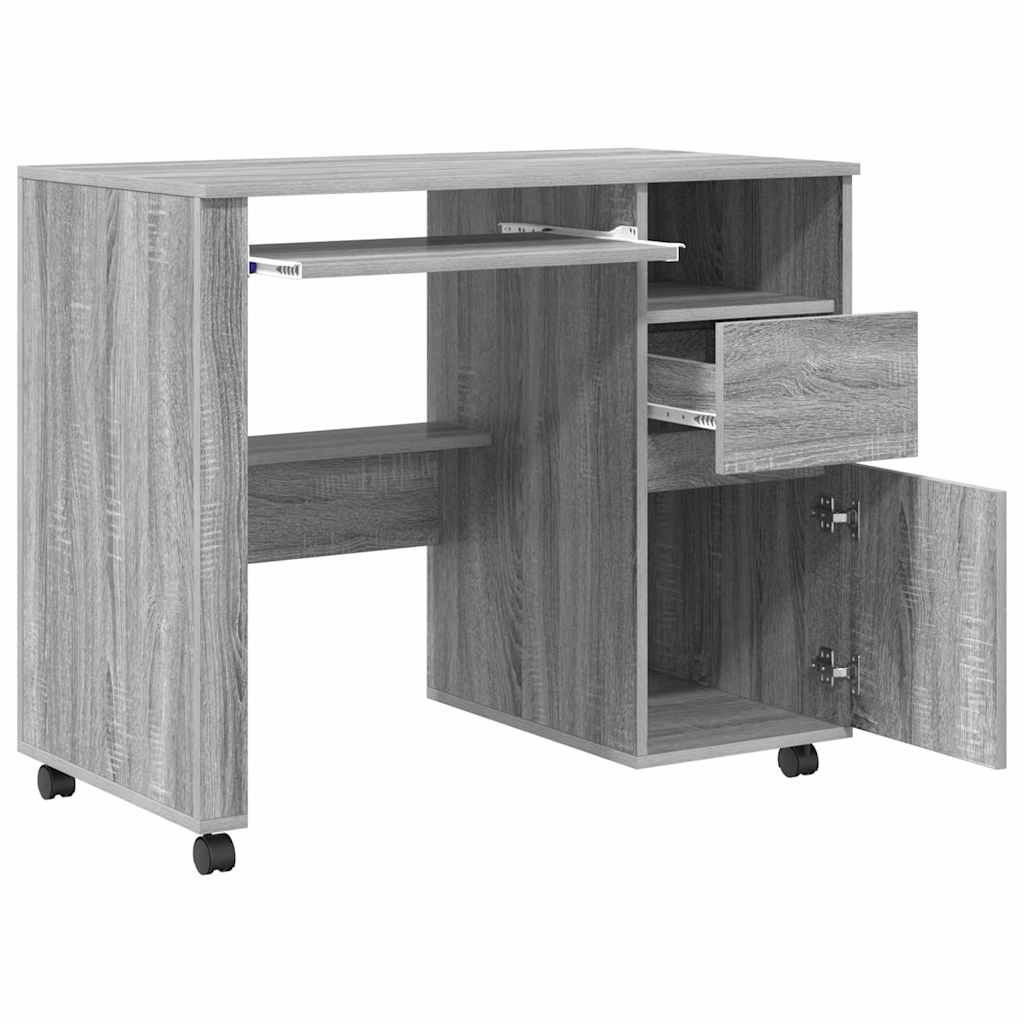 vidaXL Tisch mit Rädern Graues Sonoma 91 x 50 x 77 cm Holzwerkstoff