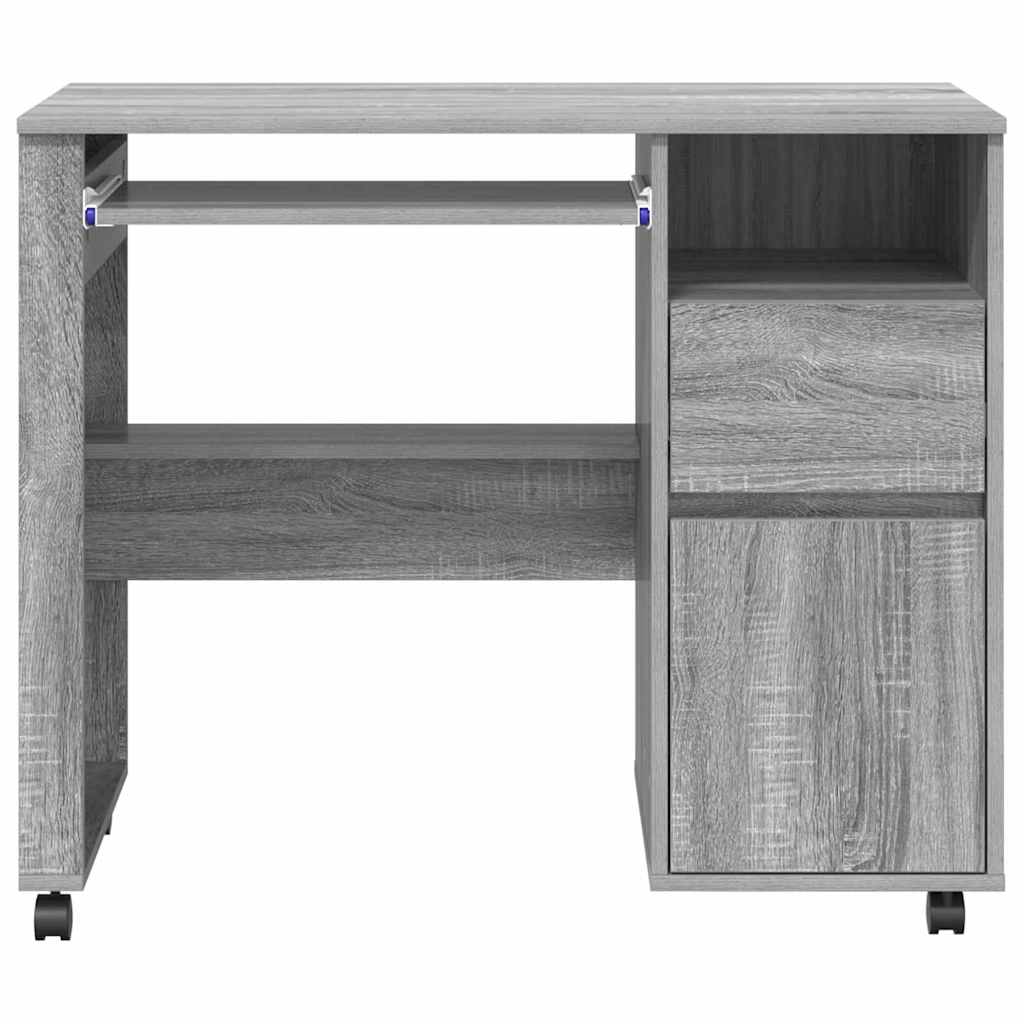vidaXL Tisch mit Rädern Graues Sonoma 91 x 50 x 77 cm Holzwerkstoff