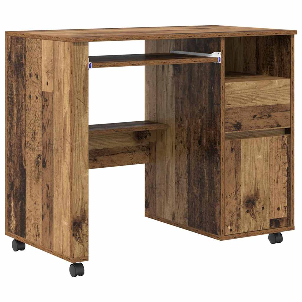 vidaXL Tisch mit Rädern Mit Rad Altholz 91 x 50 x 77 cm Holzwerkstoff