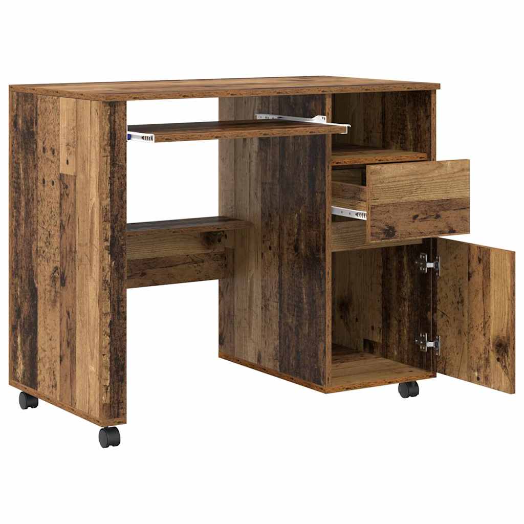 vidaXL Tisch mit Rädern Mit Rad Altholz 91 x 50 x 77 cm Holzwerkstoff