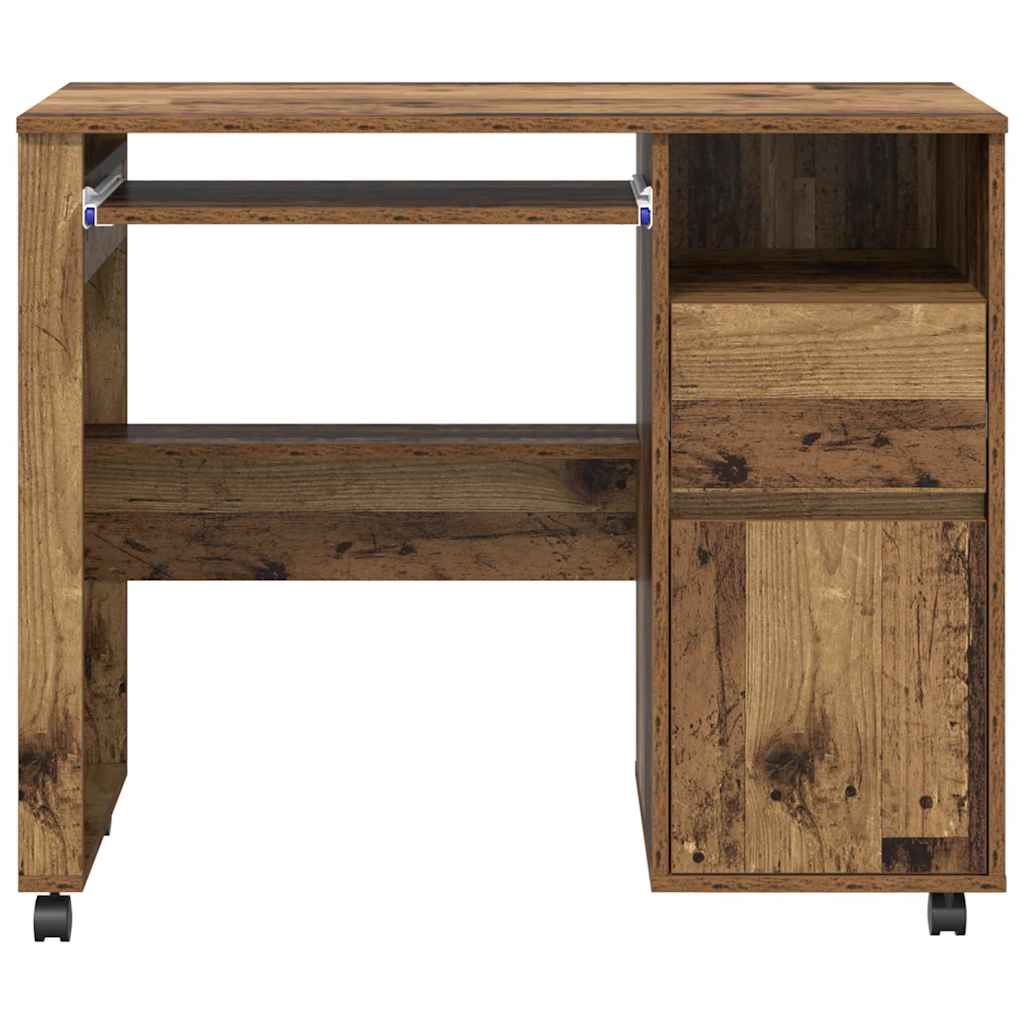 vidaXL Tisch mit Rädern Mit Rad Altholz 91 x 50 x 77 cm Holzwerkstoff