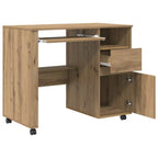 vidaXL Tisch mit Rädern Artisan-Eiche 91 x 50 x 77 cm Holzwerkstoff