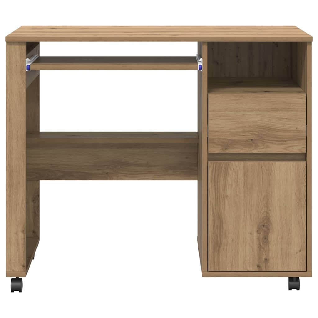 vidaXL Tisch mit Rädern Artisan-Eiche 91 x 50 x 77 cm Holzwerkstoff