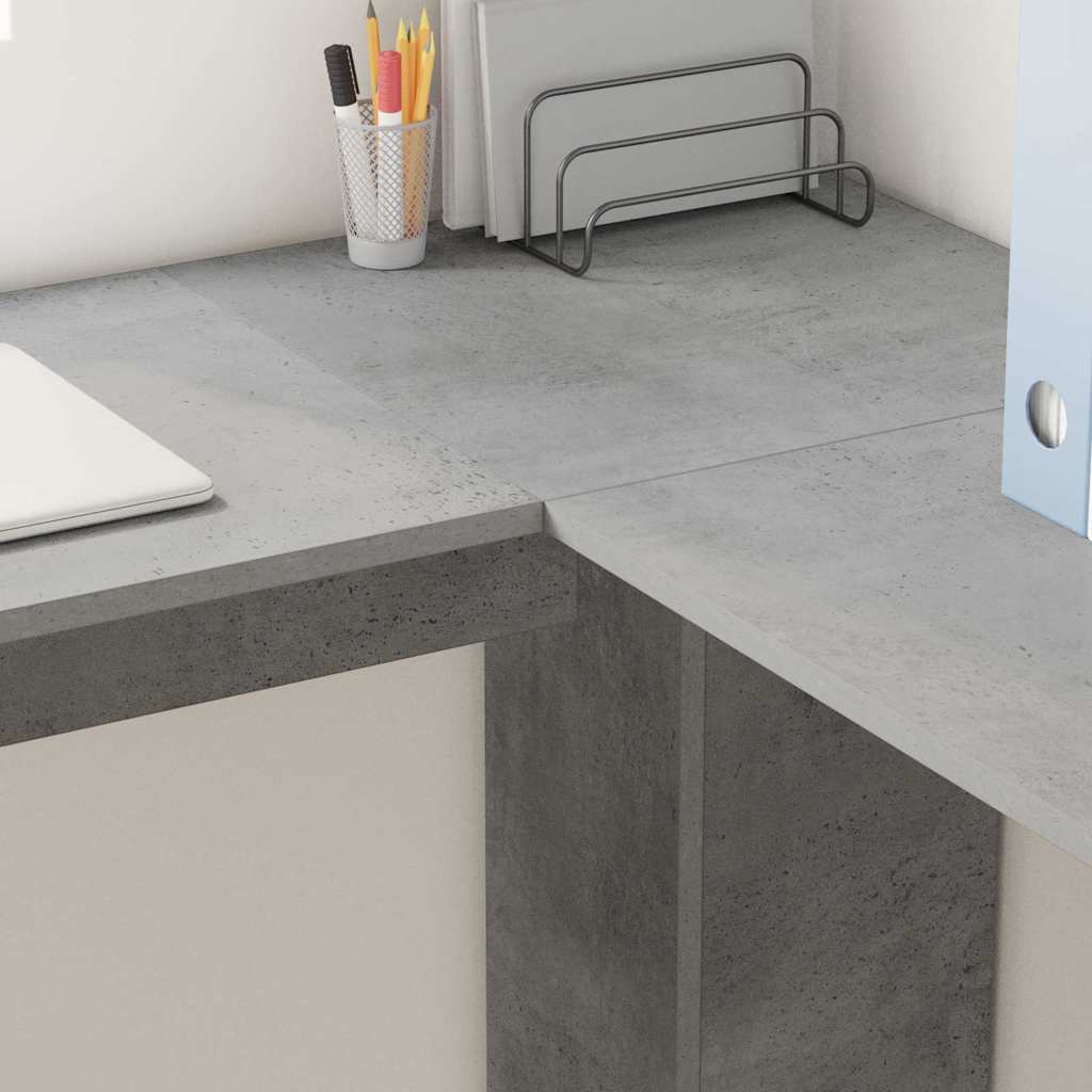 vidaXL Eck-Schreibtisch Beton Grau 140 x 113,5 x 75 cm Holzwerkstoff