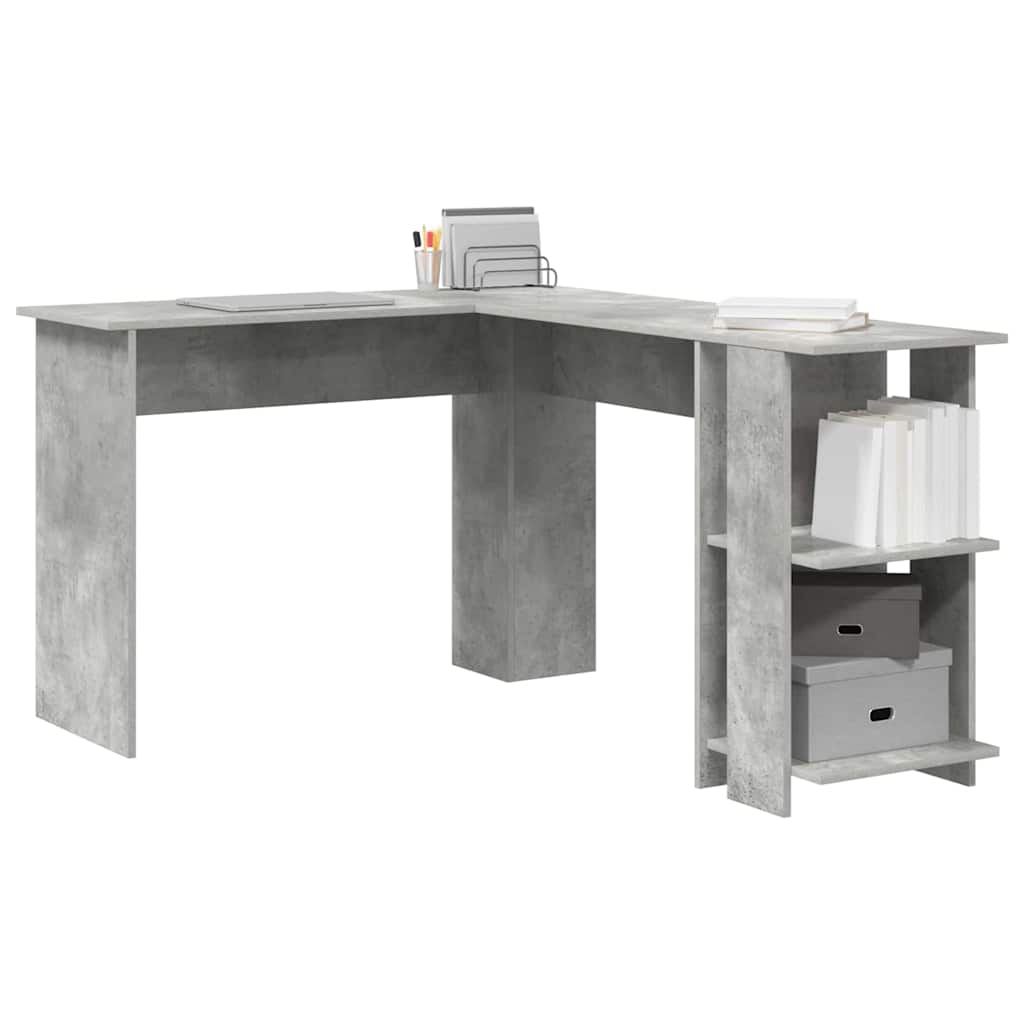 vidaXL Eck-Schreibtisch Beton Grau 140 x 113,5 x 75 cm Holzwerkstoff