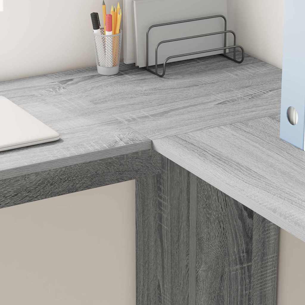 vidaXL Eck-Schreibtisch mit Regal Graues Sonoma 140 x 113,5 x 75 cm